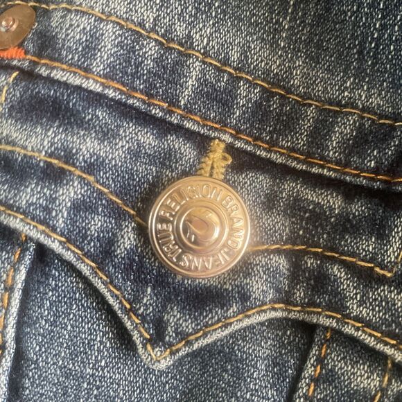 Kids True Religion Emily Blue Jean Jacket Size Large With Snap Button Closure - Picture 3 of 11